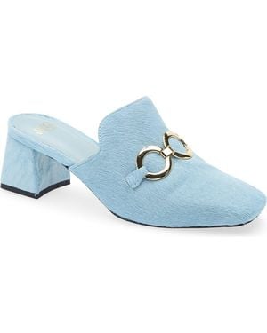 Frances Valentine Natty Genuine Calf Hair Heeled Mule - Blue