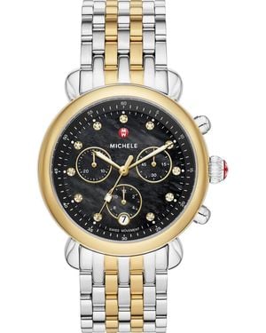 Michele Csx Two-Tone Diamond Bracelet Watch, 39Mm - Metallic