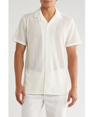 T.R. Premium Textured Stripe Button-Up Shirt - Natural