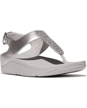 Fitflop Fino Crystal T-Strap Sandal - Gray