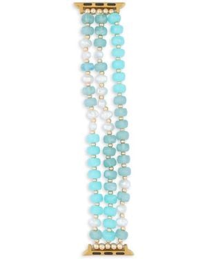 Nordstrom Rack Faux Pearl Beaded Apple Watch Watchband - Blue