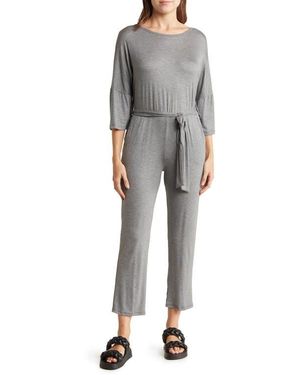 Go Couture Tie Waist Jumpsuit - Gray