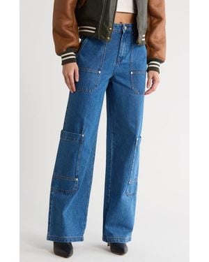 Blank NYC Utility Wide Leg Nonstretch Cotton Jeans - Blue