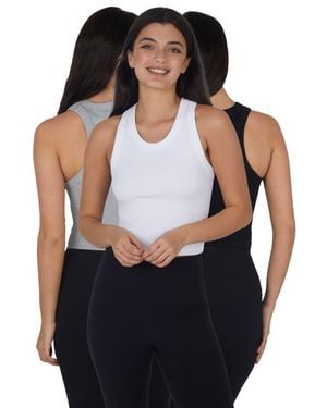90 Degrees 3-Pack Seamless Crop Tanks - Black