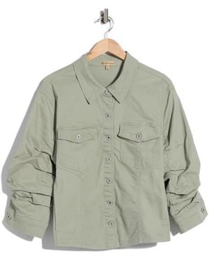 Democracy Ruched Sleeve Jacket - Green