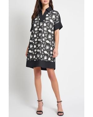 Ming Wang Mixed Media Lace Shift Dress - Black