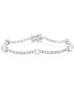 Simona Opal & Cubic Zirconia Tennis Bracelet - White