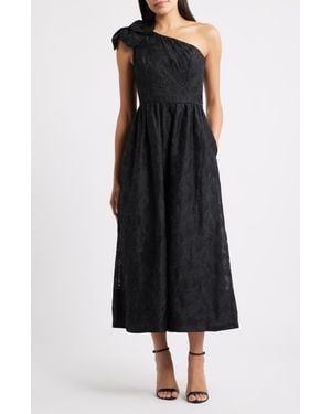 Lilly Pulitzer Lynsi Rosette One Shoulder Midi Dress - Black