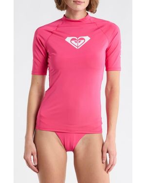 Roxy Whole Hearted Short Sleve Rashguard - Pink