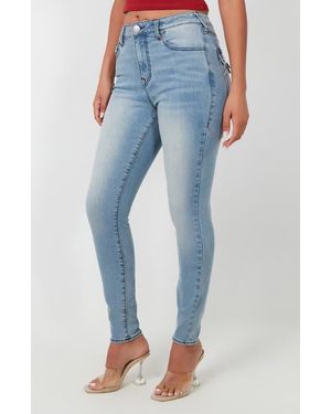 True Religion Halle High Waist Flap Skinny Jeans - Blue