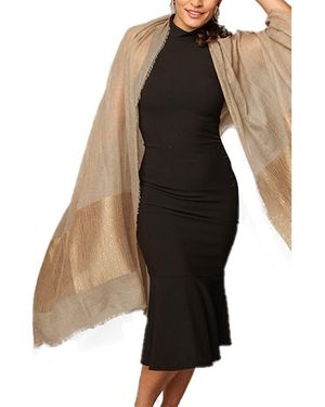 Saachi Sequin Cashmere Wrap Scarf - Brown