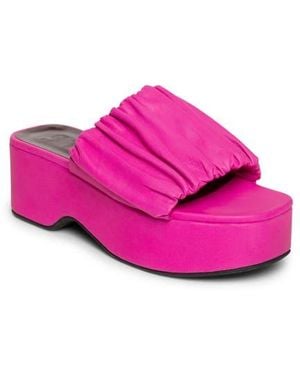 STAUD Nina Ruched Platform Sandal - Pink