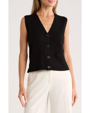 Max Studio V-Neck Sweater Vest - Black