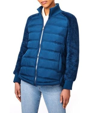 Bernardo Mixed Media Puffer Jacket - Blue