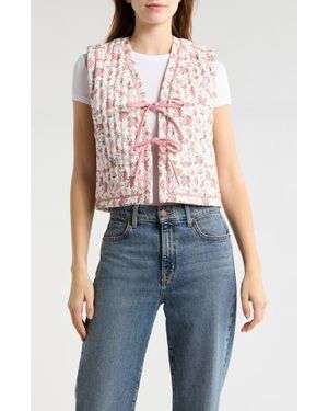 Wishlist Floral Quilted Vest - Pink