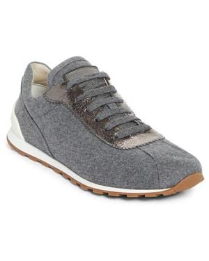Brunello Cucinelli Mixed Media Runner Sneaker - Gray