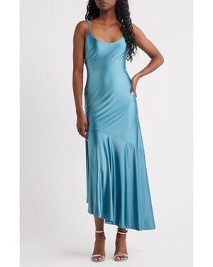Rare London Bias Cut Liquid Satin Gown - Blue