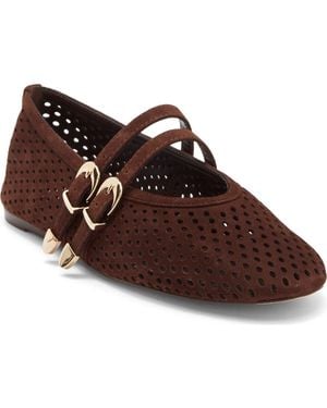 Steve Madden Lissa Perforated Mary Jane Flat - Brown