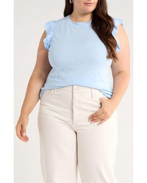 Caslon Ruffle Sleeve Top - Blue