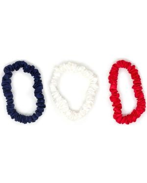 BLISSY 3-Pack Skinny Silk Scrunchies - Blue