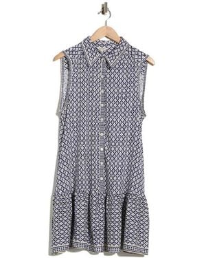 Max Studio Sleeveless Ruffle Hem Shirtdress - Blue