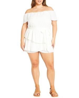 City Chic Kiki Off The Shoulder Playsuit Romper - White