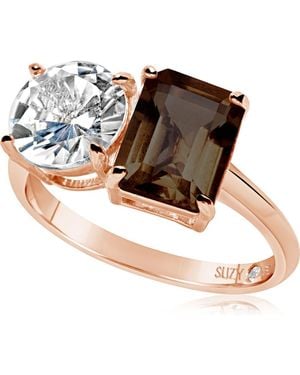 Suzy Levian Sterling Two-Stone Ring - Brown