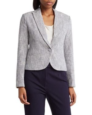 Amanda + Chelsea Classic One-Button Tweed Blazer - Gray