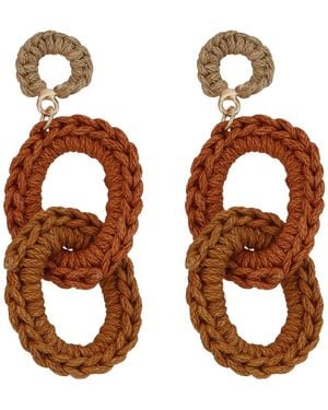 Panacea Rope Link Drop Earrings - Brown