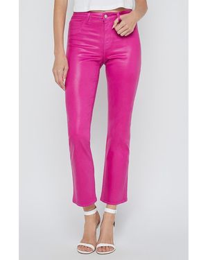 L'Agence Tati High Waist Coated Crop Micro Bootcut Jeans - Pink