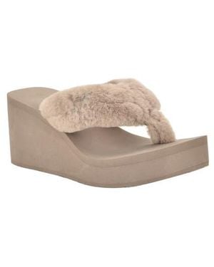 Guess Sabinn Faux Fur Wedge Sandal - Natural
