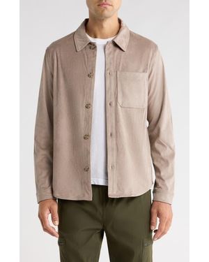 Tahari Faux Suede Overshirt - Brown