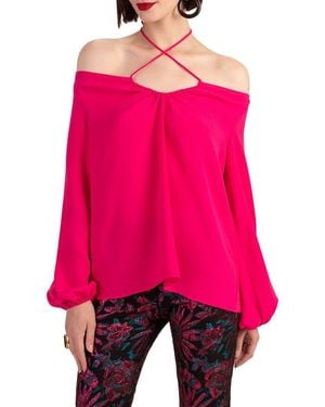 Trina Turk Hydra Off-Shoulder Drawstring Top - Pink