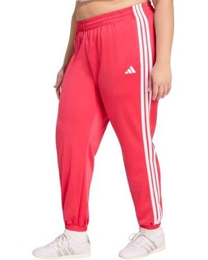 adidas Essentials 3-Stripes Tricot Track Pants - Red