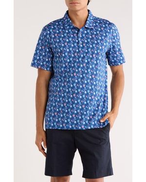 Bugatchi Victor Short Sleeve 8-Way Stretch Ooohcotton Knit Polo - Blue