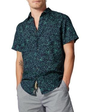 Rodd & Gunn Barrytown Sports Fit Floral Short Sleeve Linen Button-Up Shirt - Blue