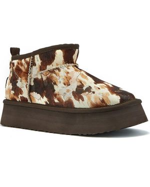 Australia Luxe Cozy Genuine Shearling & Calf Hair Ultra Platform Bootie - Brown