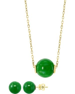 Effy Jade Earrings & Necklace Set - Green