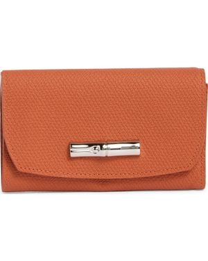 Longchamp Roseau Essential Leather Trifold Wallet - Orange