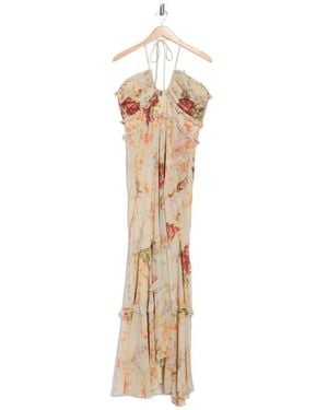 ASOS Halter Ruffle Maxi Dress - Metallic