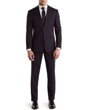English Laundry Trim Fit Plaid Suit - Black