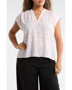 Nordstrom Rack Growover Print Shirred V-Neck Top - White
