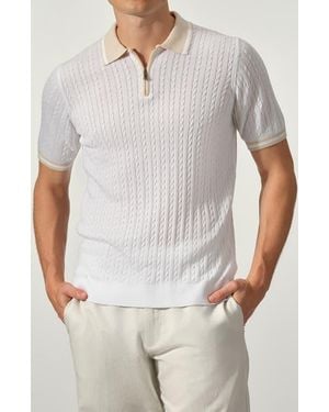 STUDIO GARNET LOS ANGELES Cable Knit Polo Sweater - White