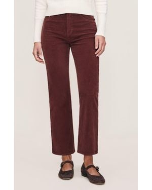 DL1961 Patti High Waist Ankle Straight Leg Corduroy Pants - Red