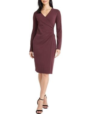 Maggy London Long Sleeve Midi Sweater Dress - Purple