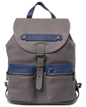 Longchamp Small Leather Flap Backpack - Black