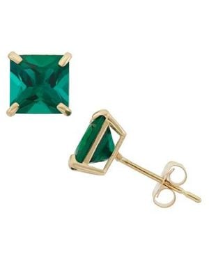 FZN Princess Cut Stud Earrings - Green