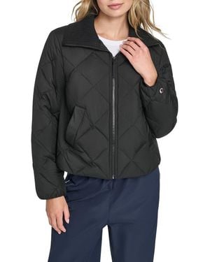 Champion Diamond Quilted Shawl Collar Jacket - Black