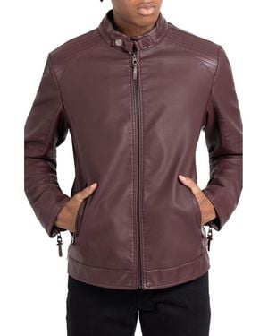 Xray Jeans Faux Leather Racing Jacket - Purple