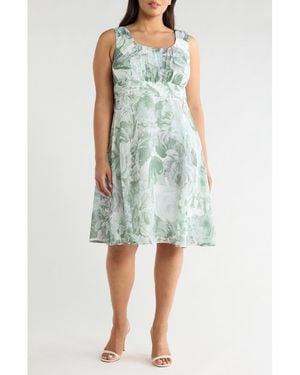 Connected Apparel Pleated Chiffon Midi Dress in Blue | Lyst